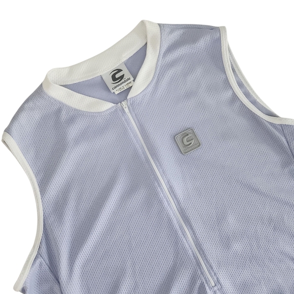 CANNONDALE Sleeveless Cycling Jersey Light Purple White Trim 3/4 zip XL like new - Picture 1 of 13